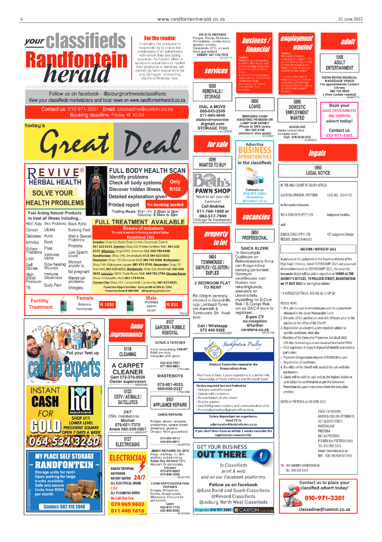 Randfontein Herald 30 June 2023 page 6