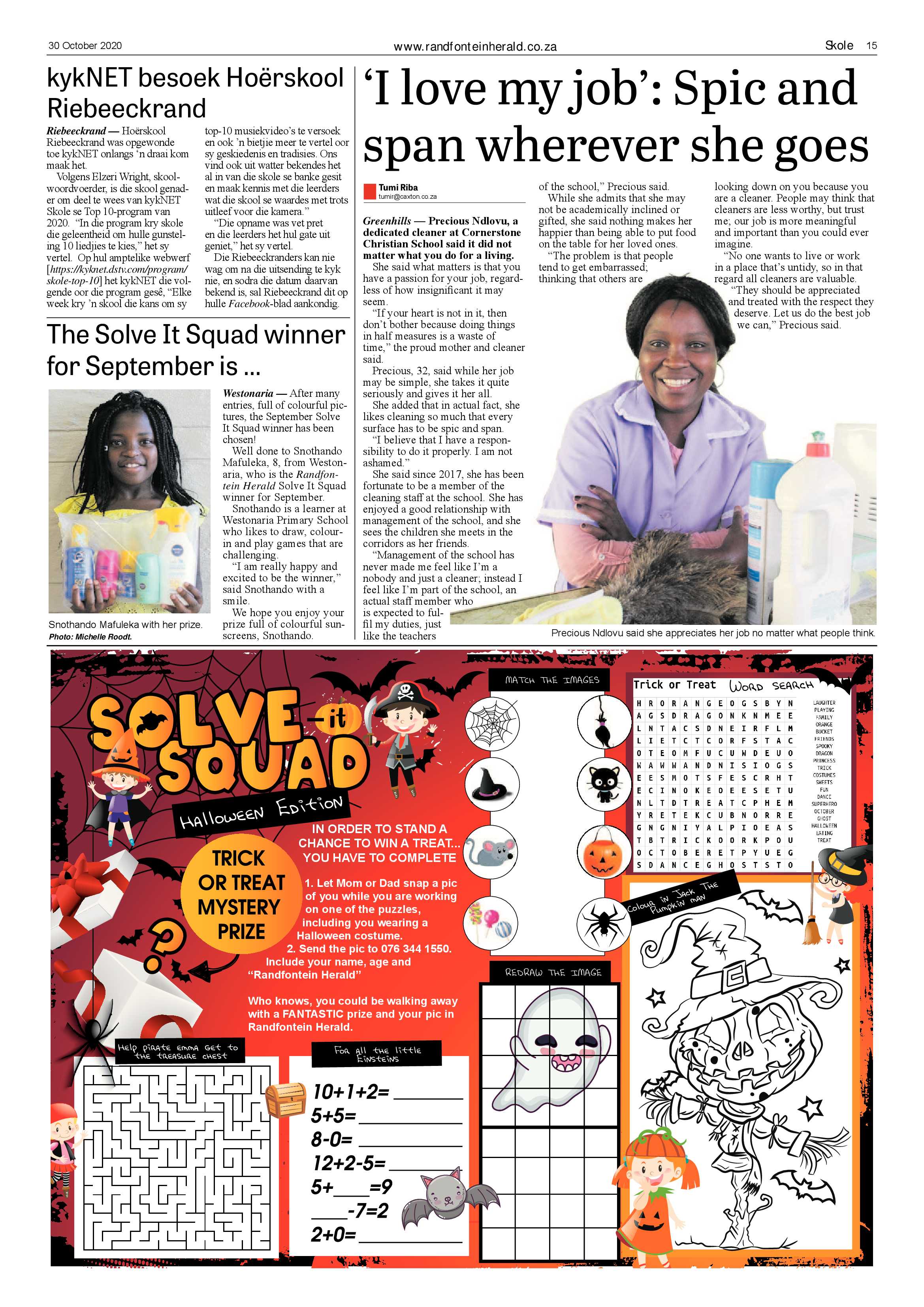 Randfontein Herald 30 October 2020 page 15