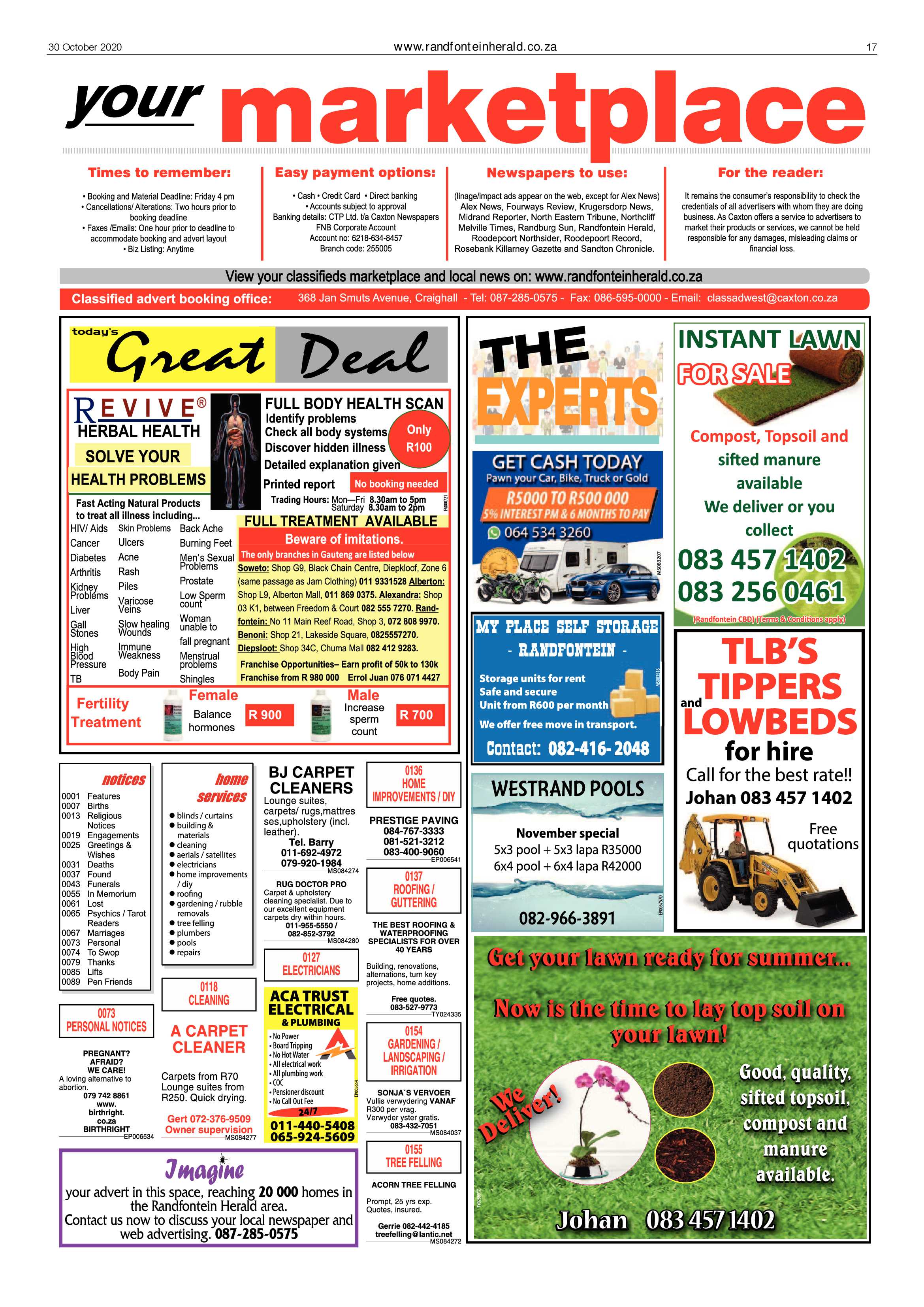 Randfontein Herald 30 October 2020 page 17