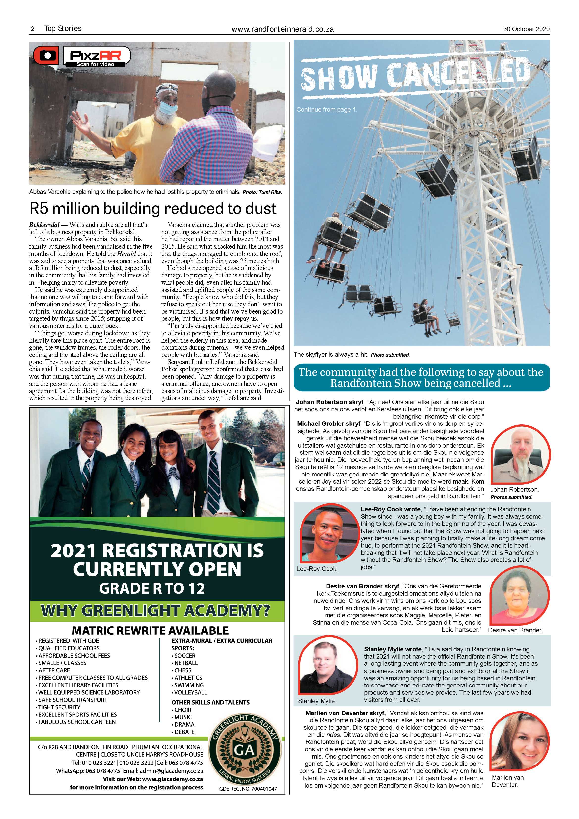 Randfontein Herald 30 October 2020 page 2