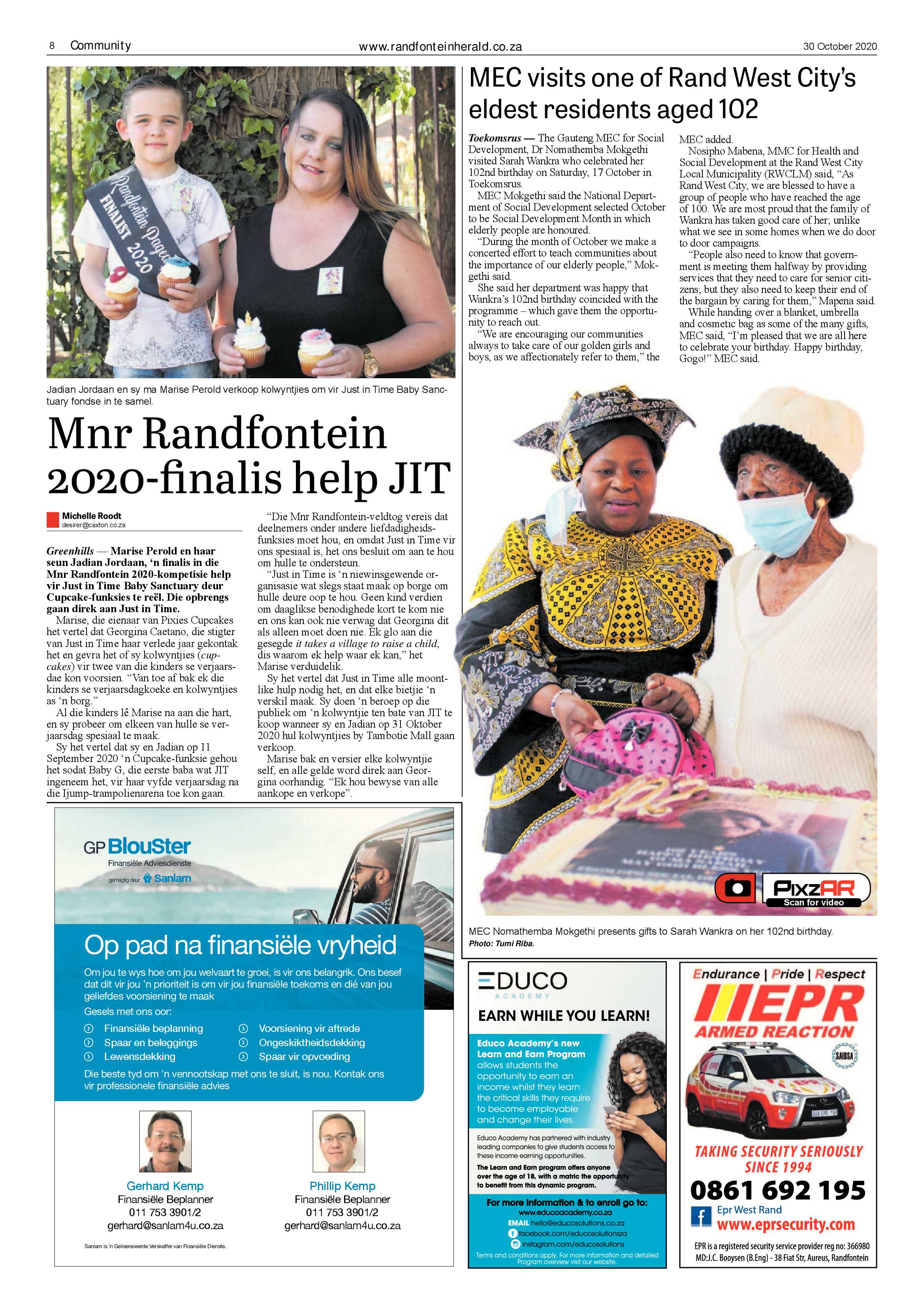 Randfontein Herald 30 October 2020 page 8