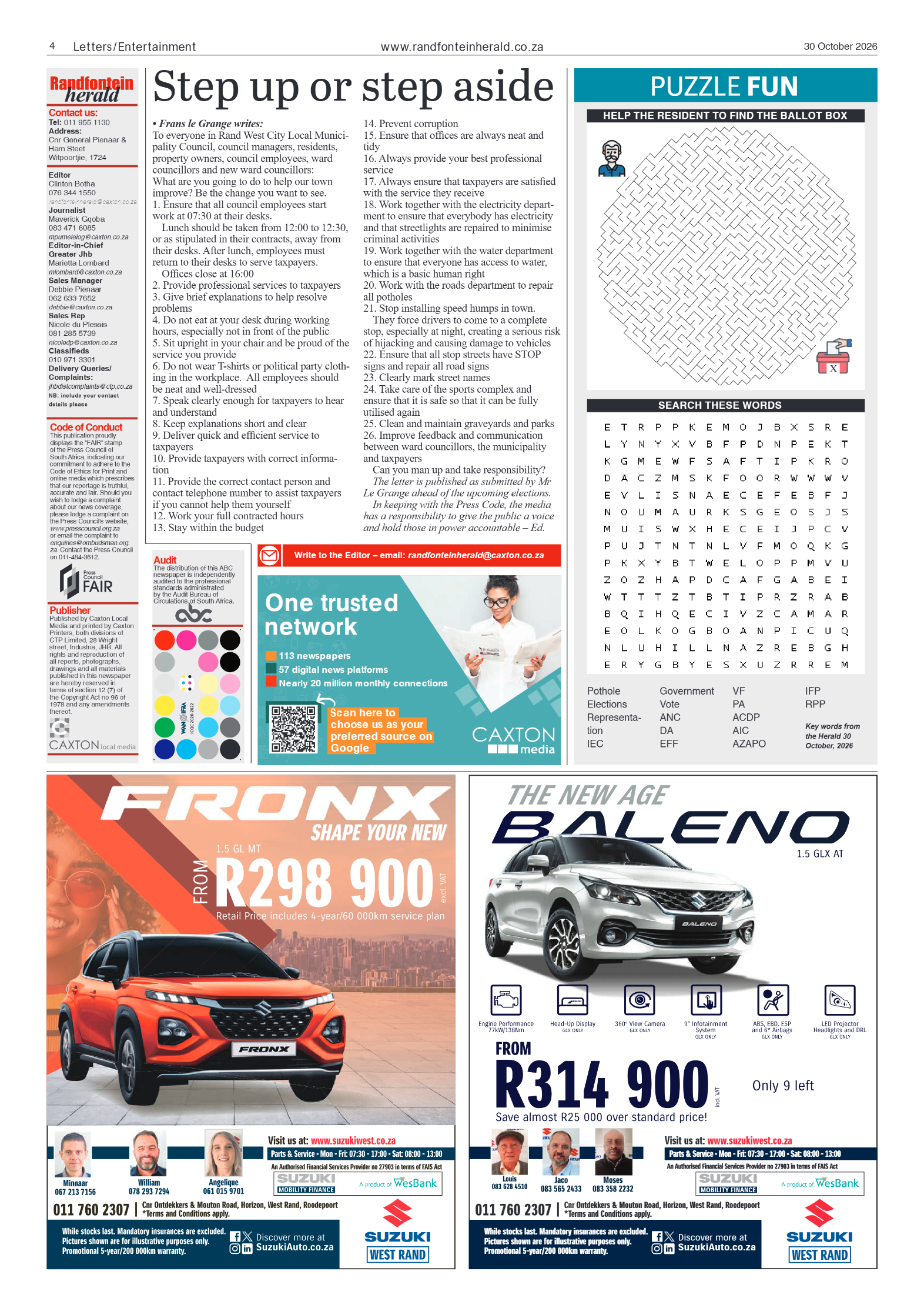 Randfontein Herald 30 October 2026 page 4