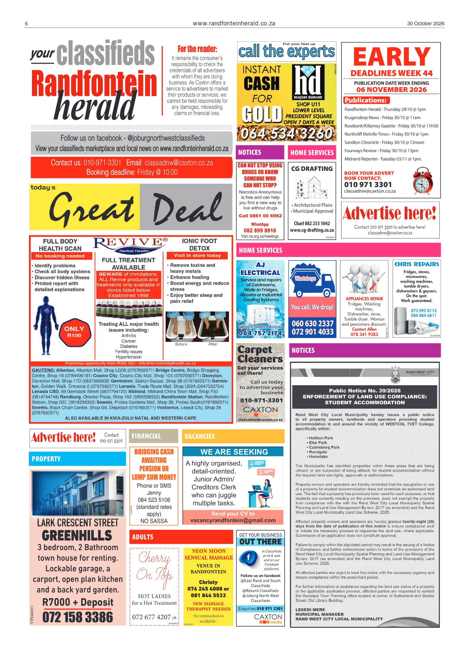 Randfontein Herald 30 October 2026 page 6