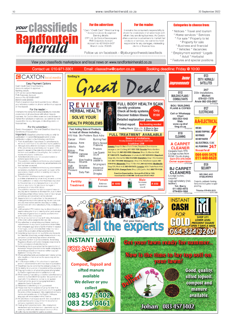 Randfontein Herald 30 September 2022 page 10