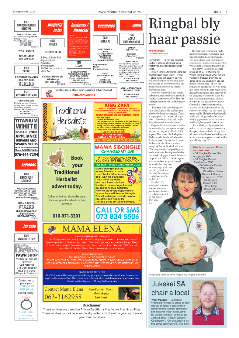 Randfontein Herald 30 September 2022 page 11