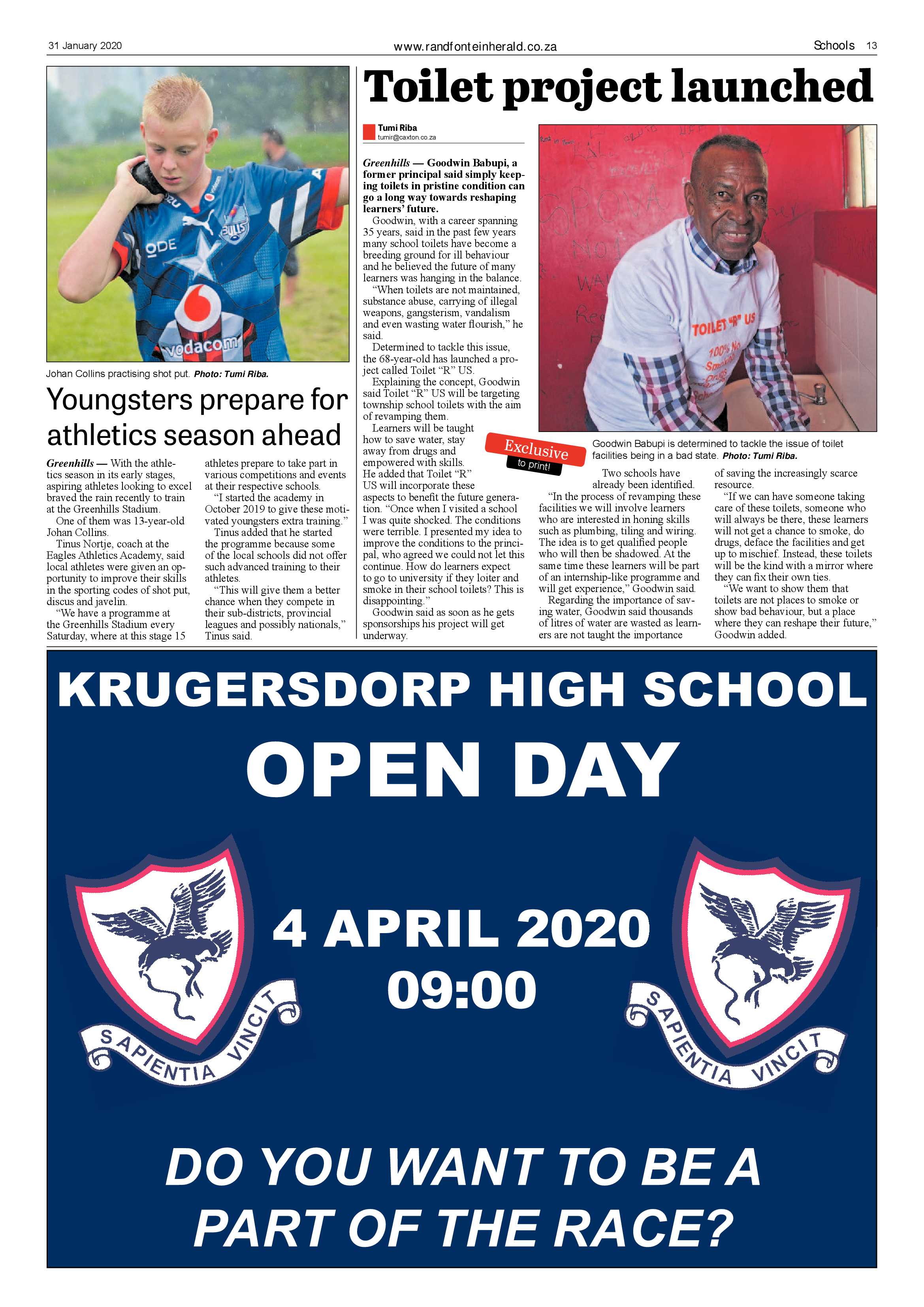 Randfontein Herald 31 January 2020 page 13
