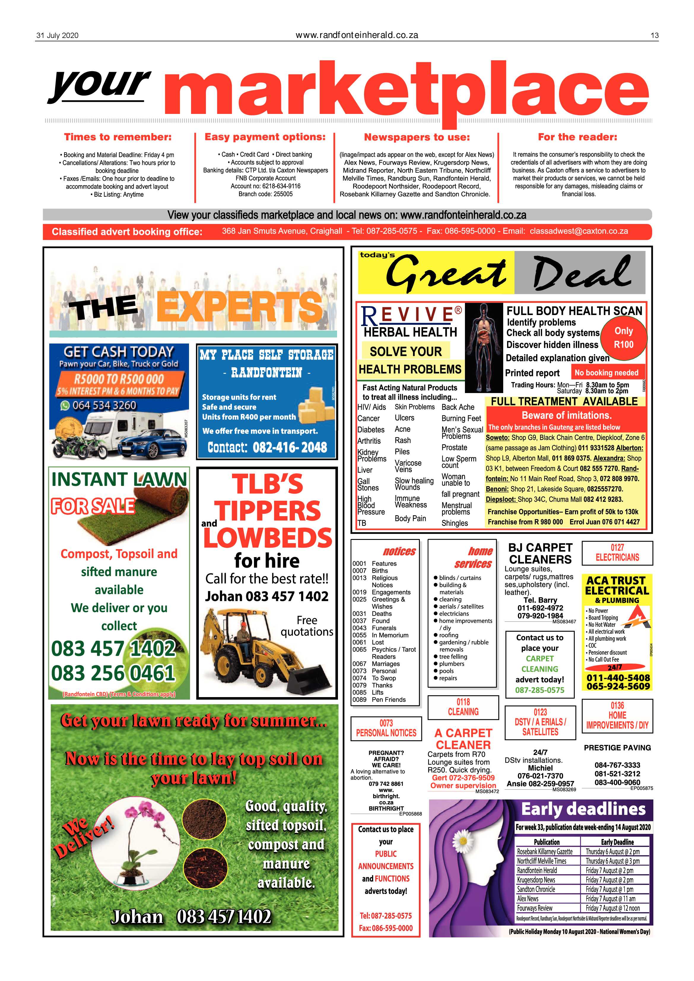 Randfontein Herald 31 July 2020 page 13