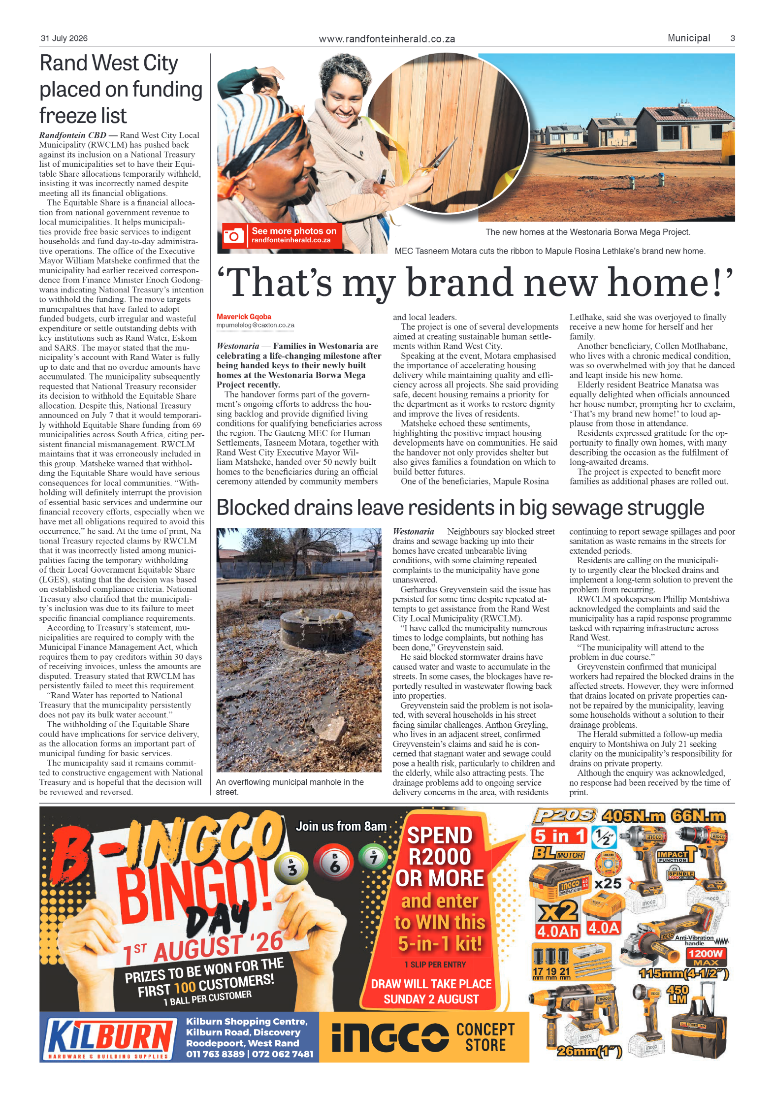 Randfontein Herald 31 July 2026 page 3