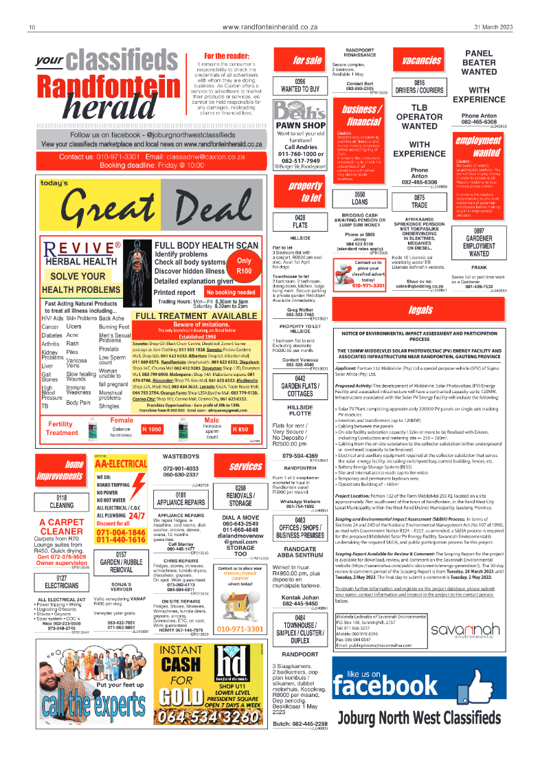 Randfontein Herald 31 March 2023 page 10