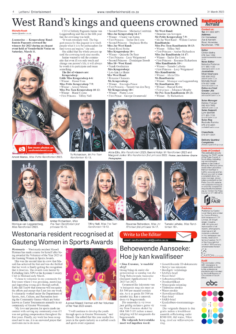 Randfontein Herald 31 March 2023 page 4