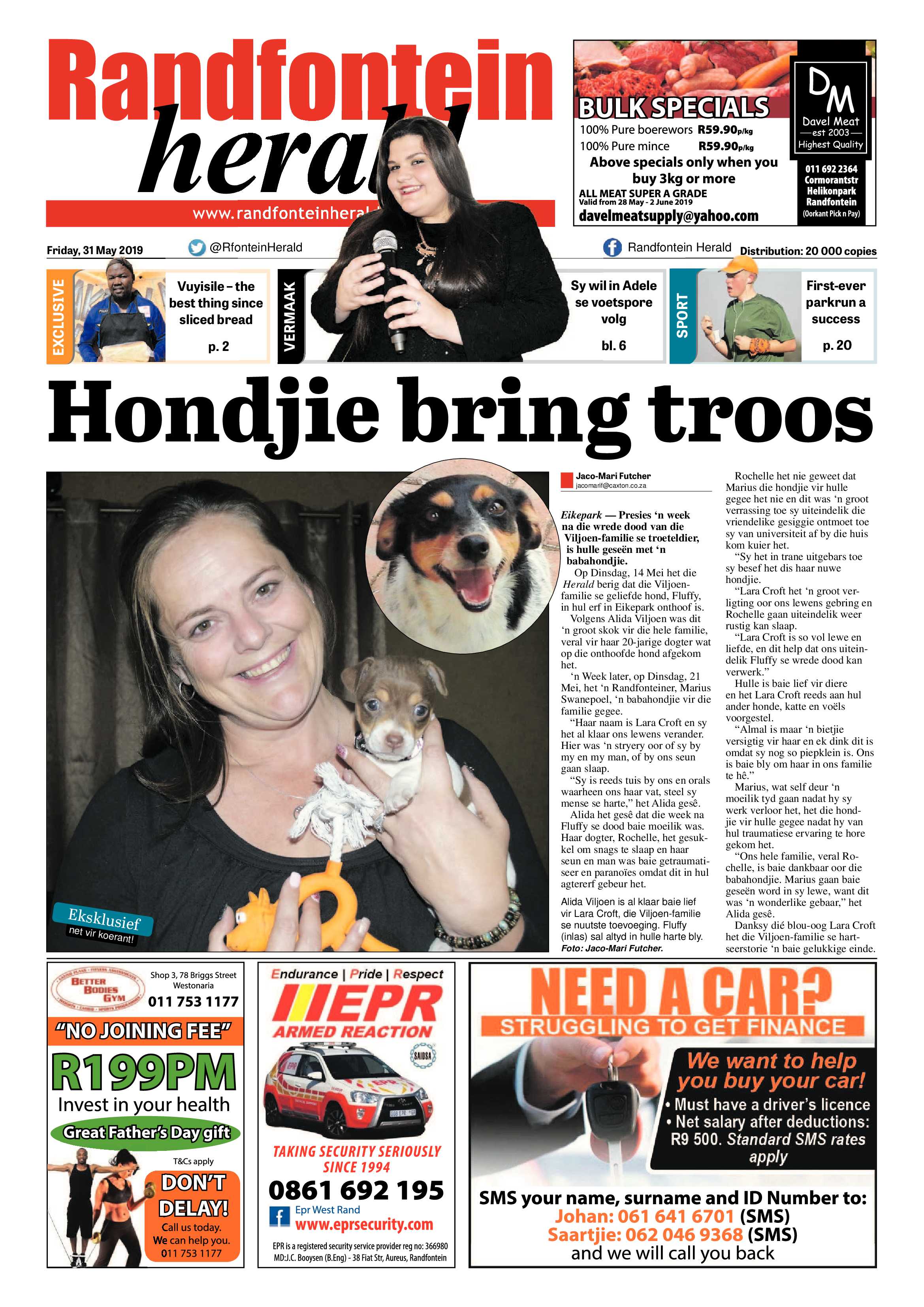 Randfontein Herald 31 May 2019 page 1