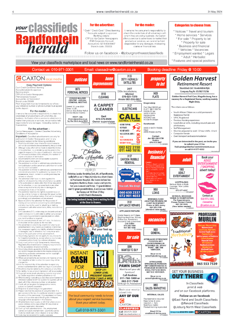 Randfontein Herald 31 May 2024 page 6