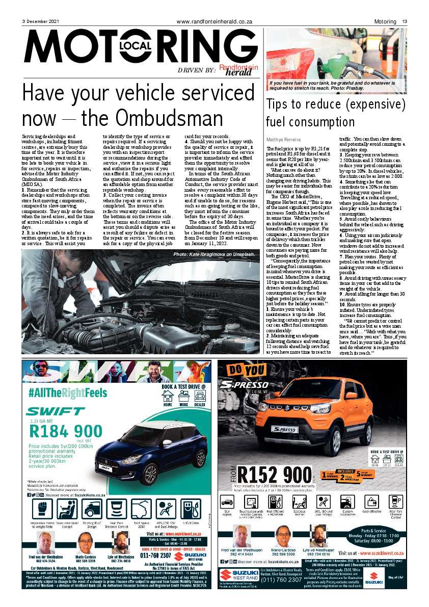 Randfontein Herald 3 December 2021 page 13