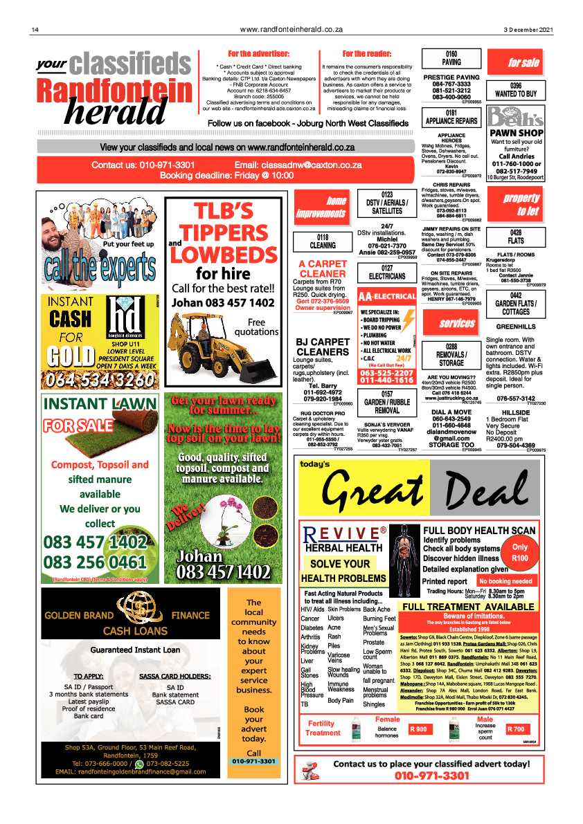 Randfontein Herald 3 December 2021 page 14