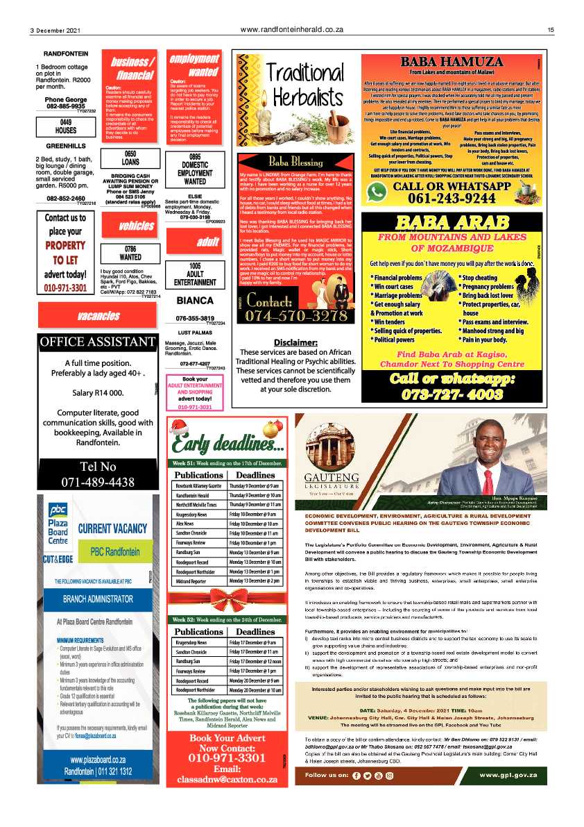 Randfontein Herald 3 December 2021 page 15