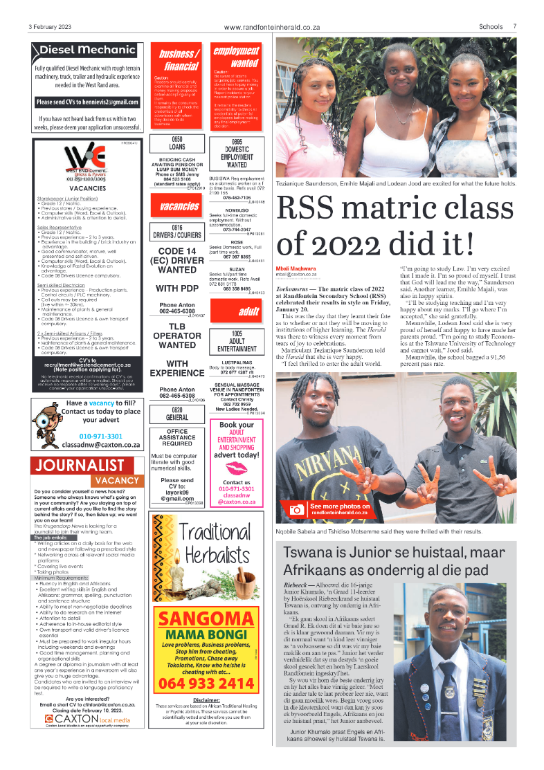 Randfontein Herald 3 February 2023 page 7