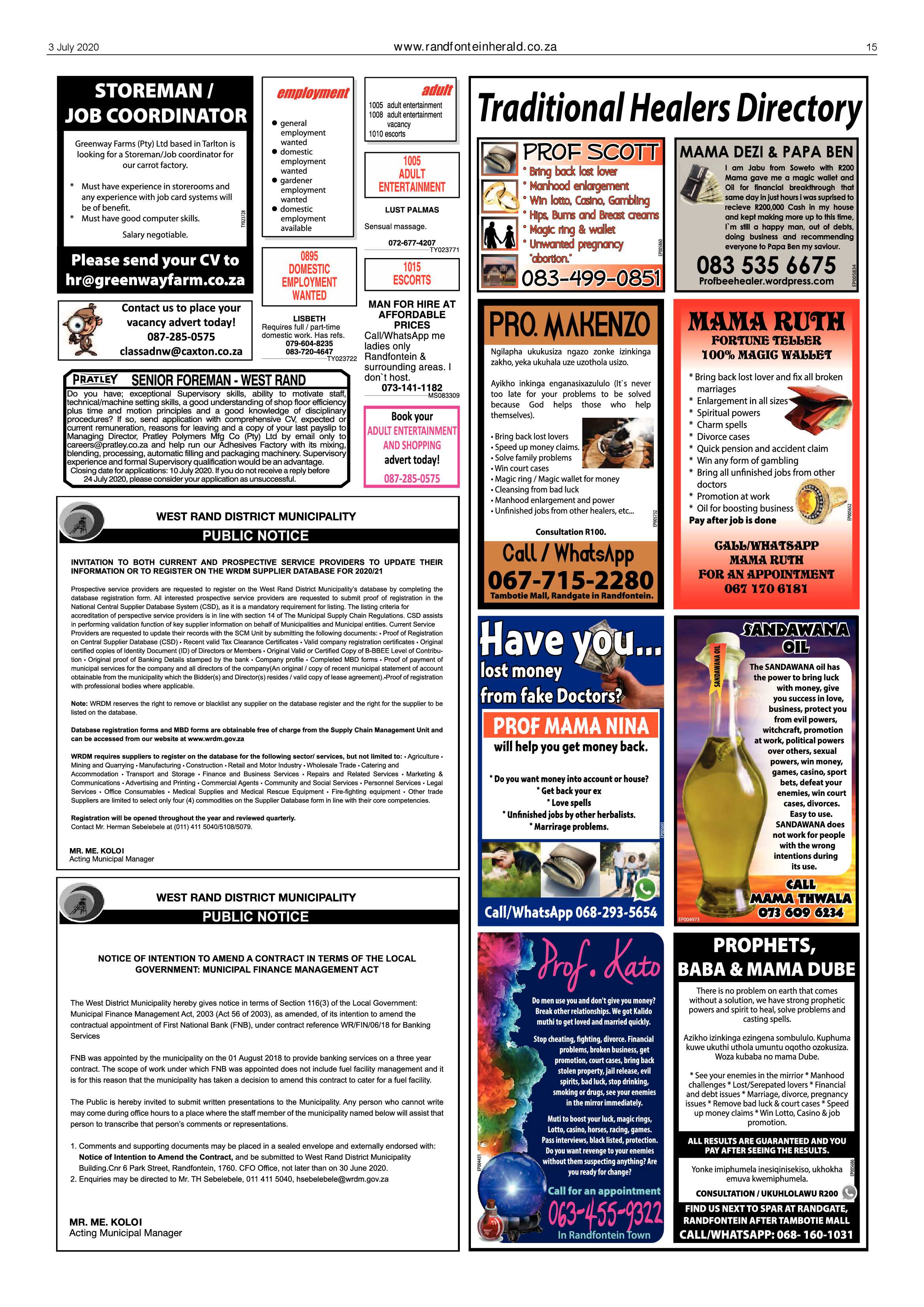 Randfontein Herald 3 July 2020 page 15