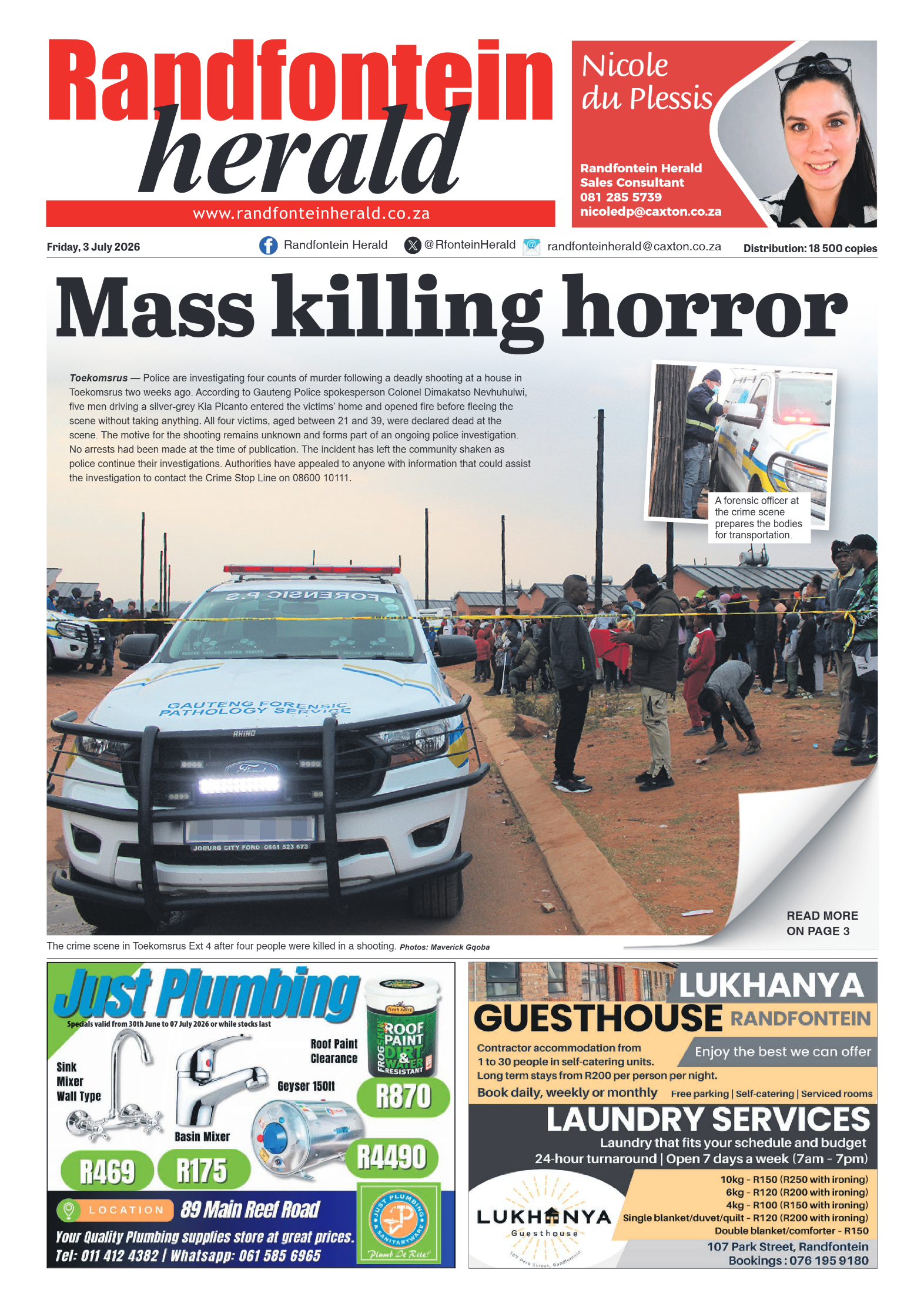 Randfontein Herald 3 July 2026 page 1