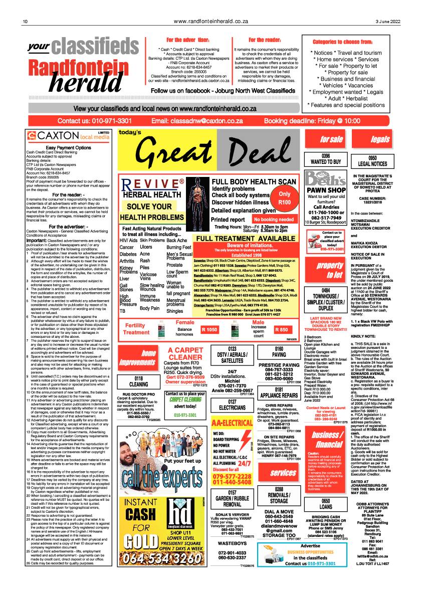 Randfontein Herald 3 June 2022 page 10