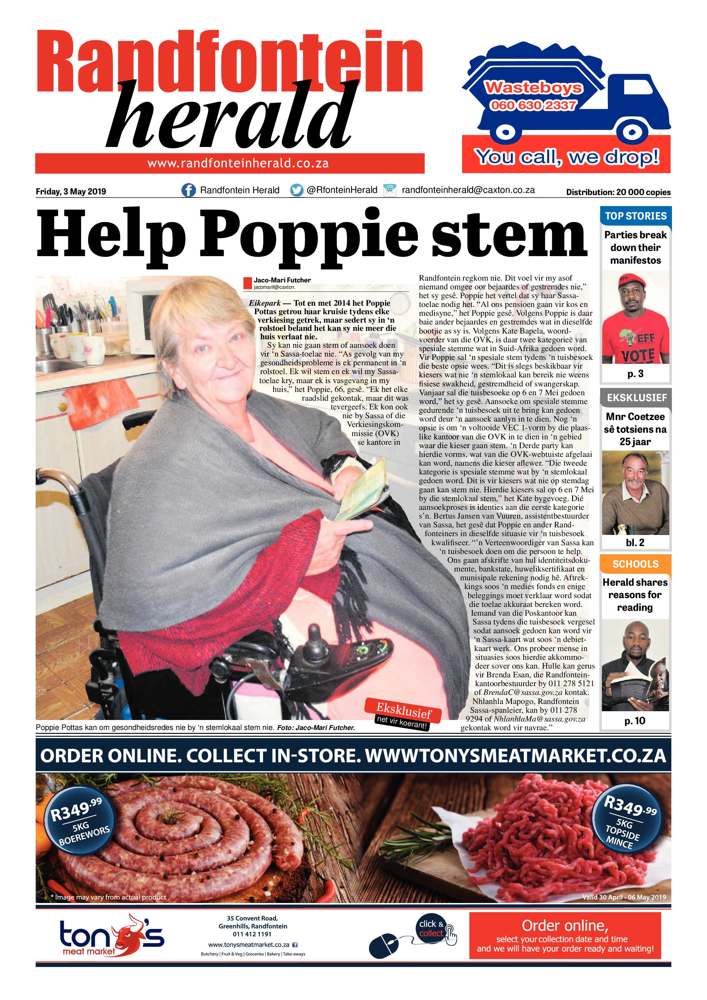 Randfontein Herald 3 May 2019 page 1