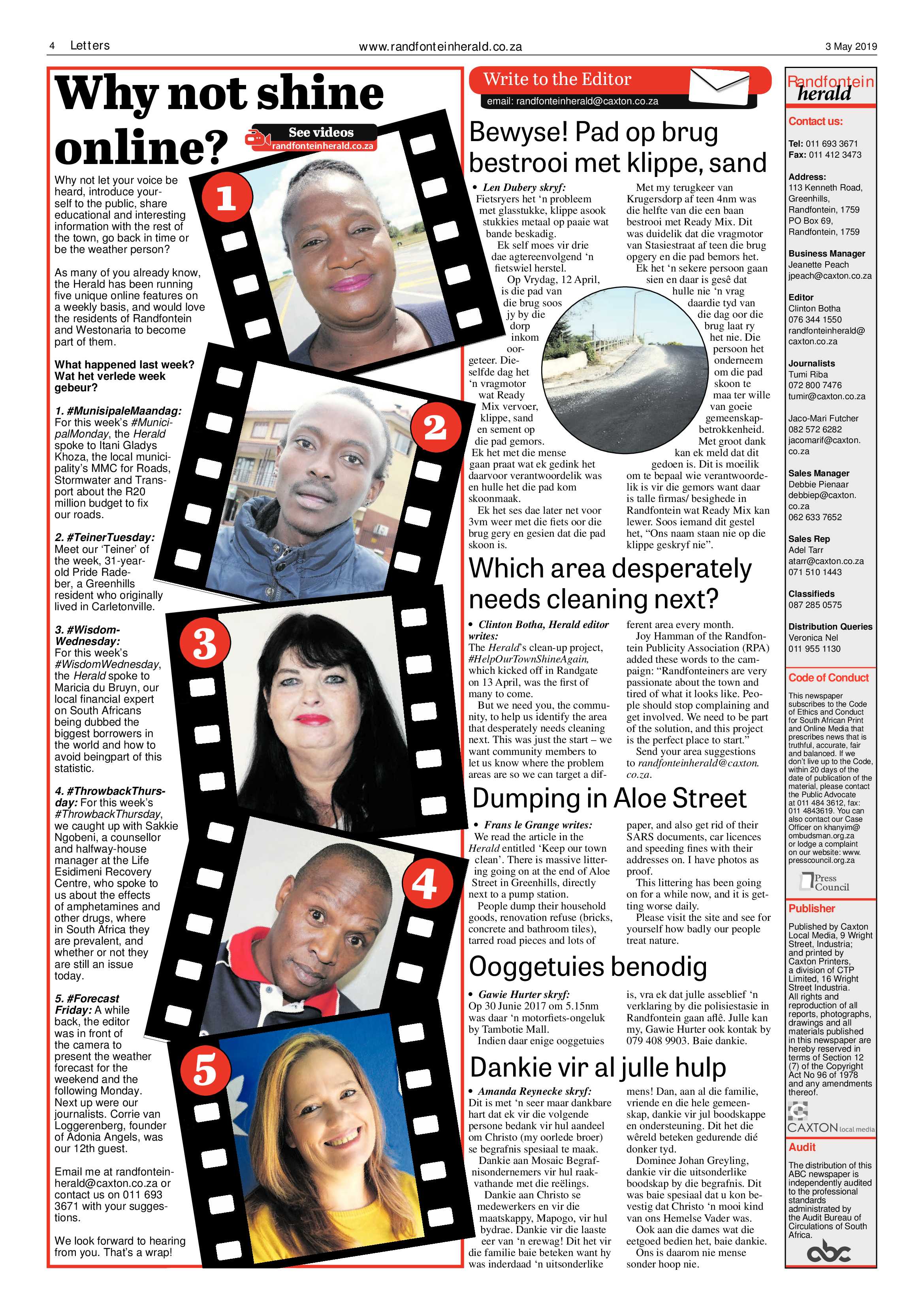Randfontein Herald 3 May 2019 page 4