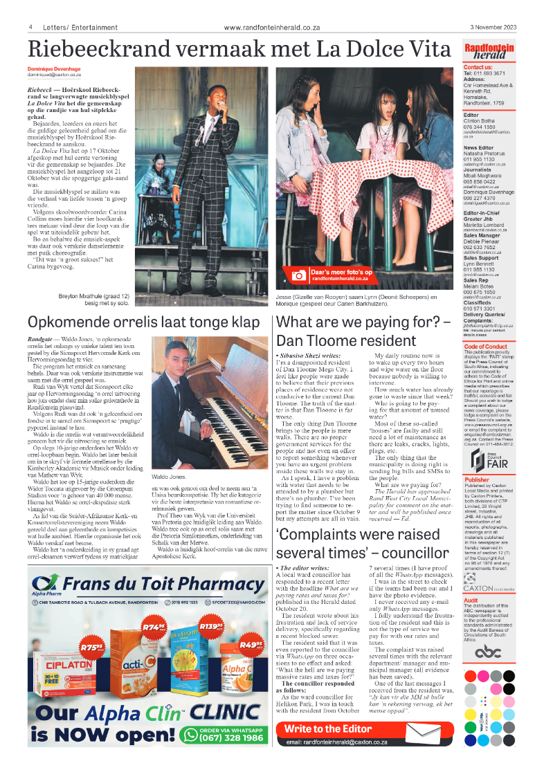 Randfontein Herald 3 November 2023 page 4