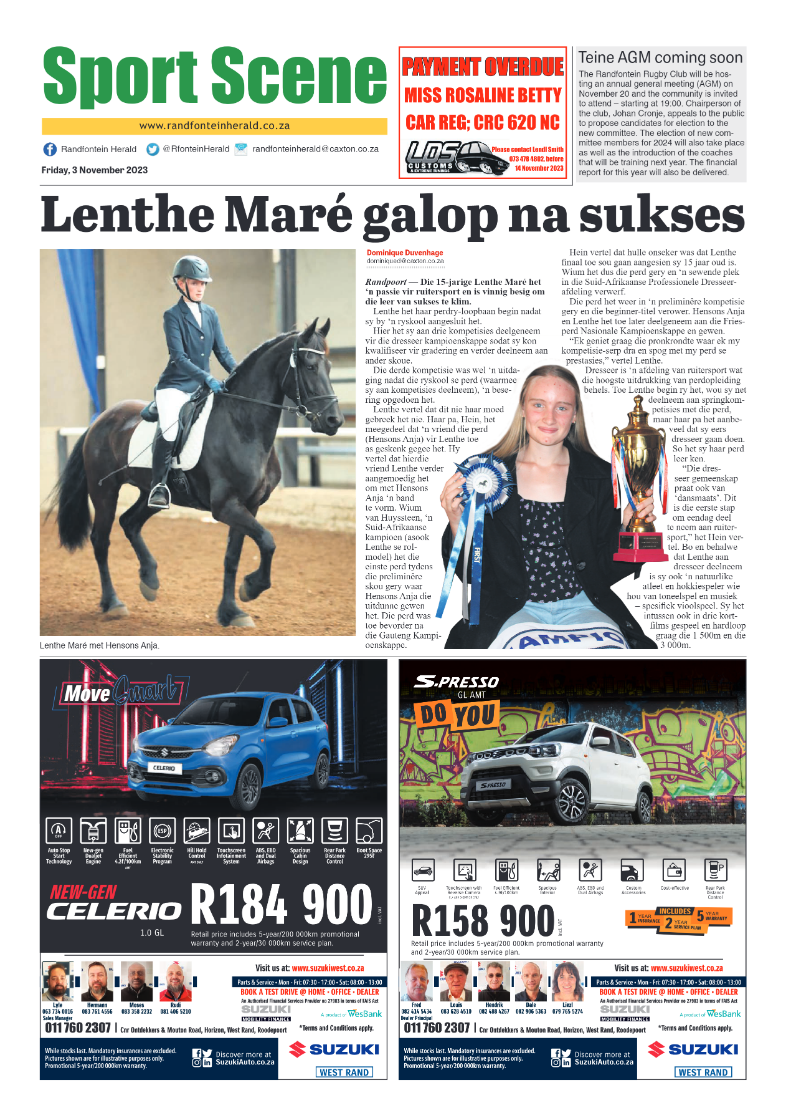 Randfontein Herald 3 November 2023 page 8
