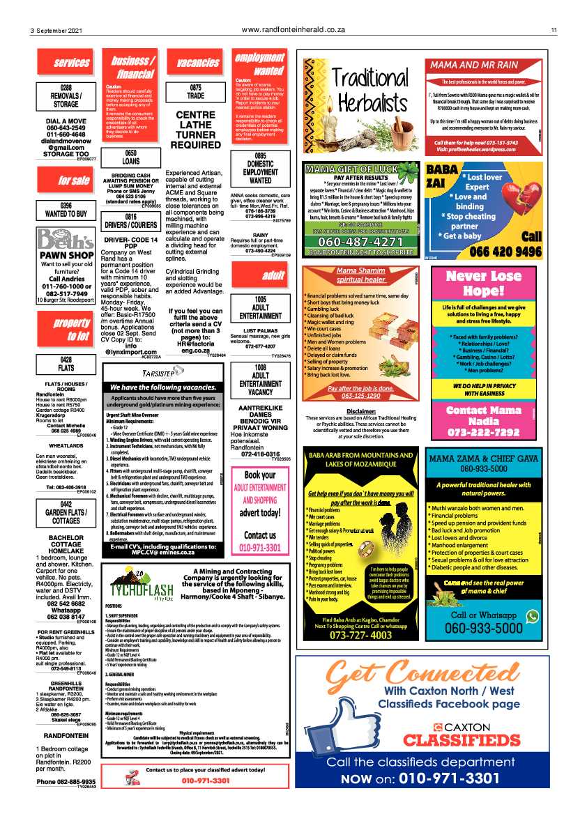 Randfontein Herald 3 September 2021 page 11