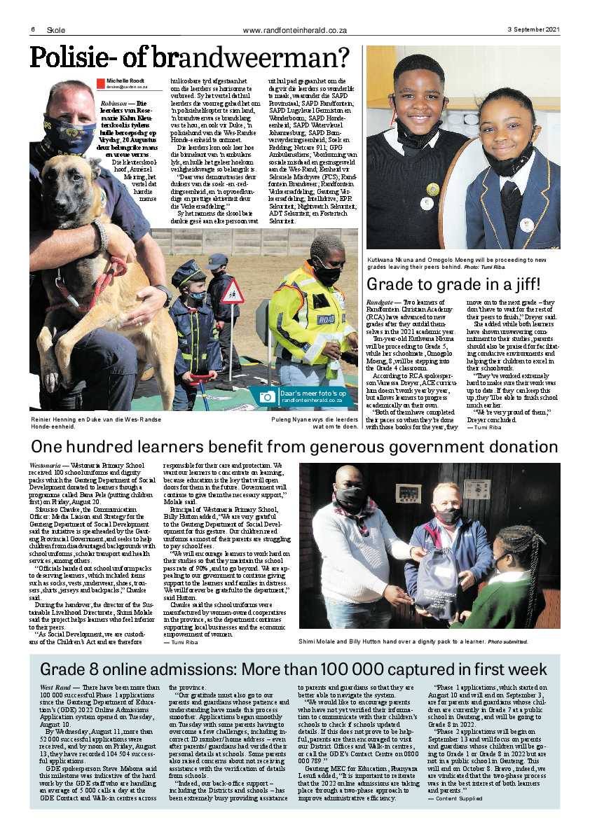 Randfontein Herald 3 September 2021 page 6