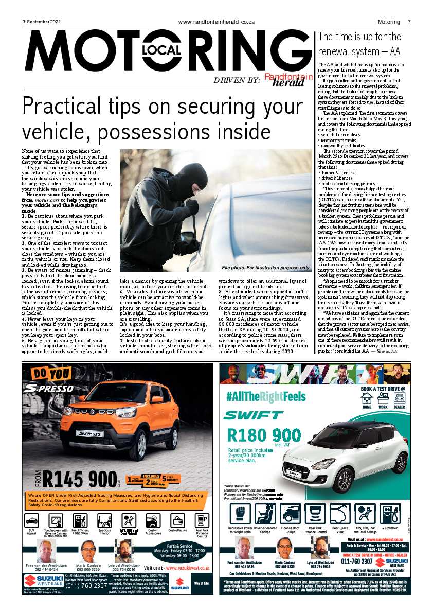 Randfontein Herald 3 September 2021 page 7