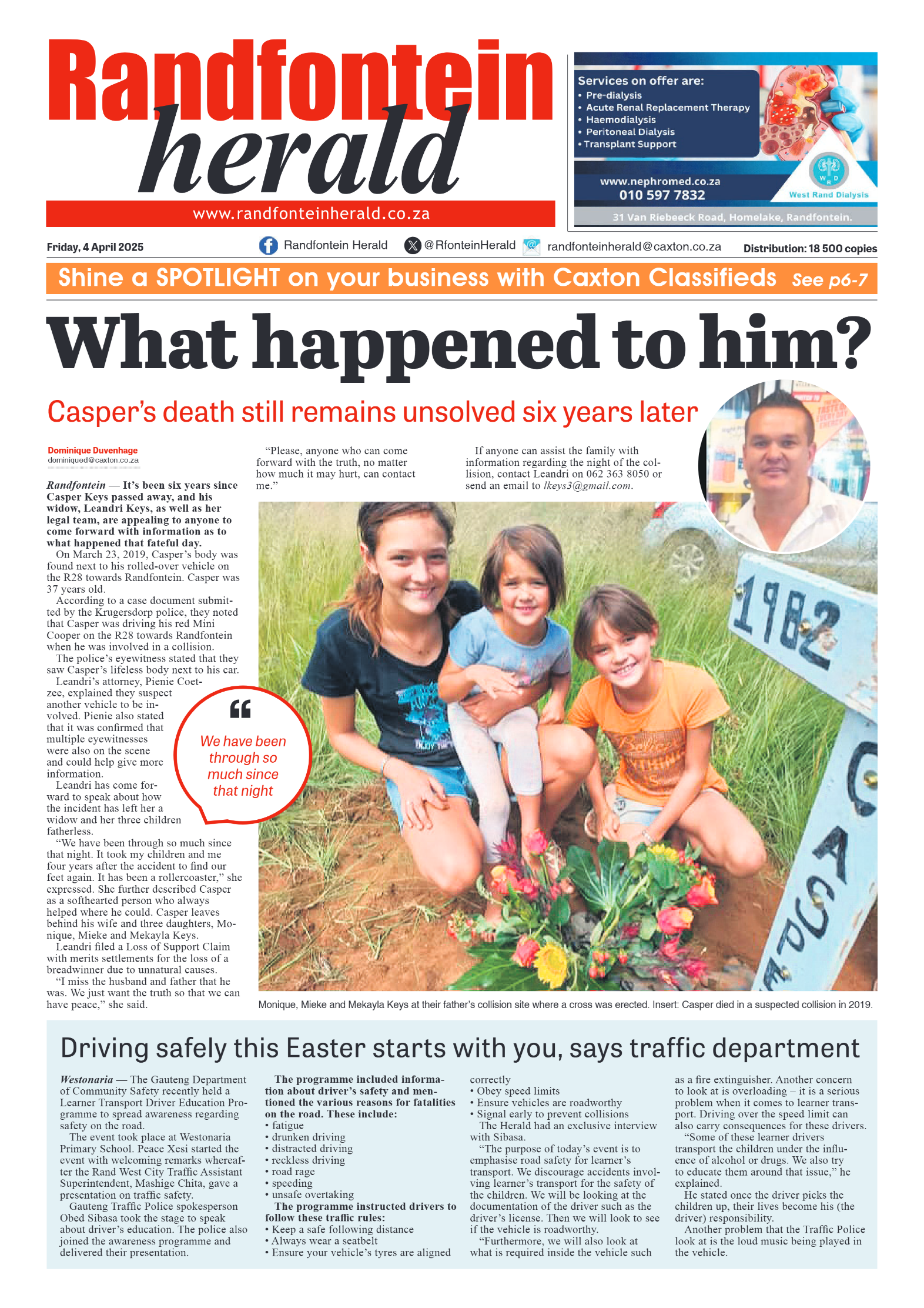 Randfontein Herald 4 April 2025 page 1