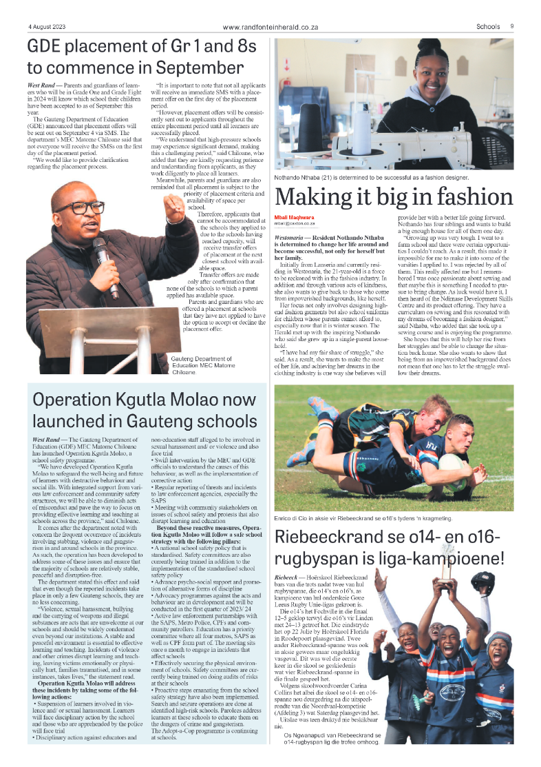 Randfontein Herald 4 August 2023 page 9