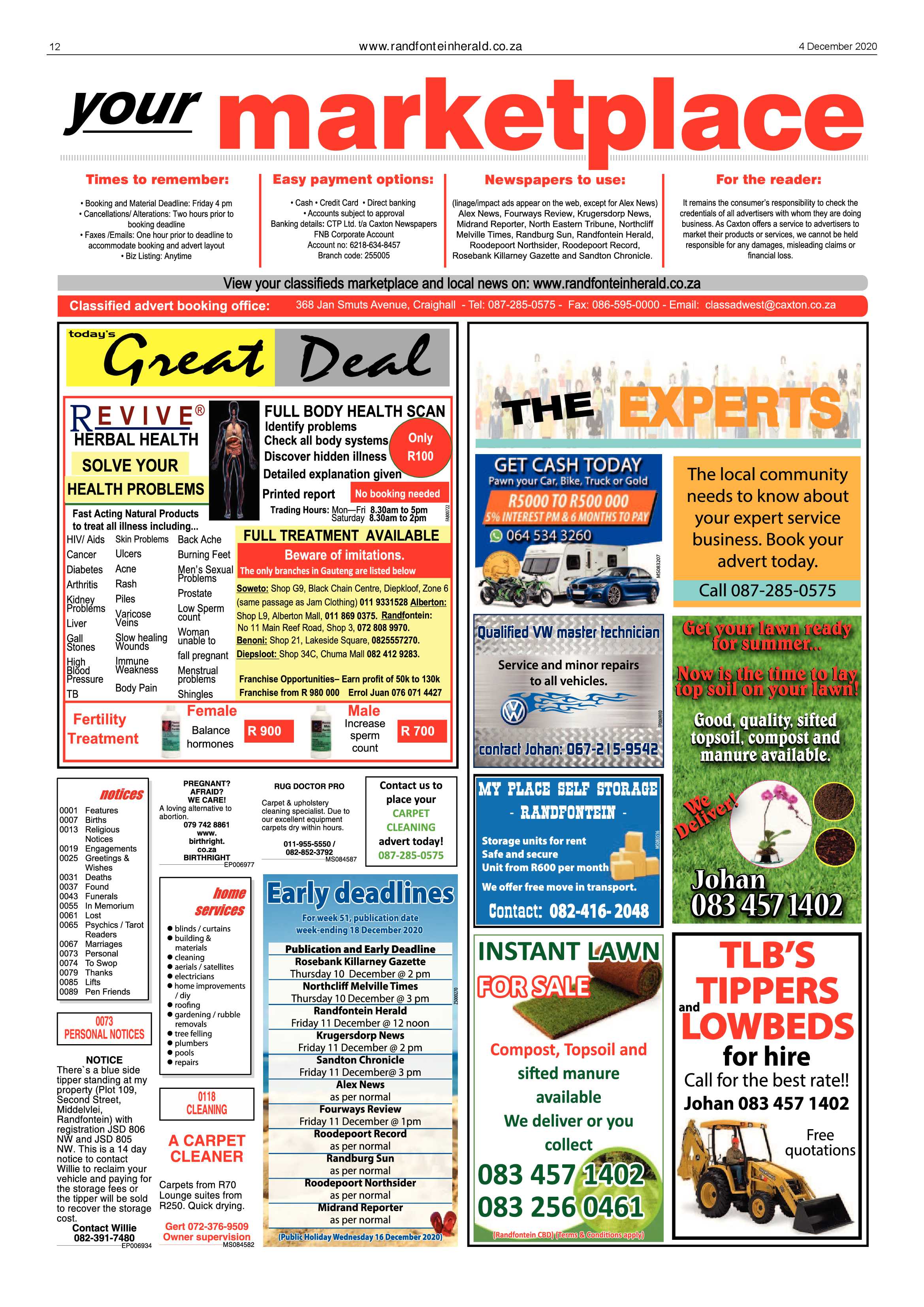 Randfontein Herald 4 December 2020 page 12