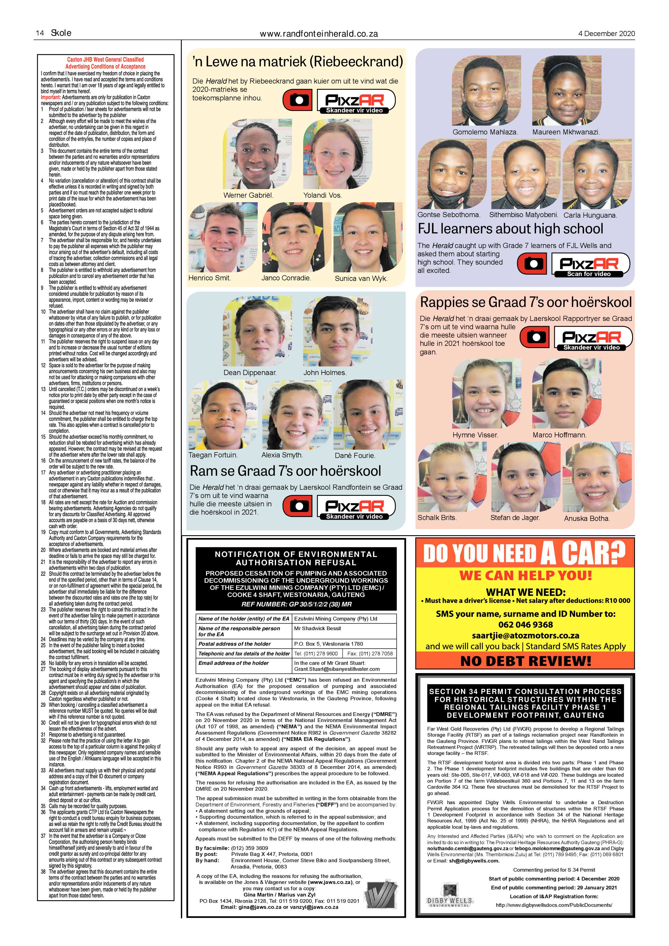 Randfontein Herald 4 December 2020 page 14