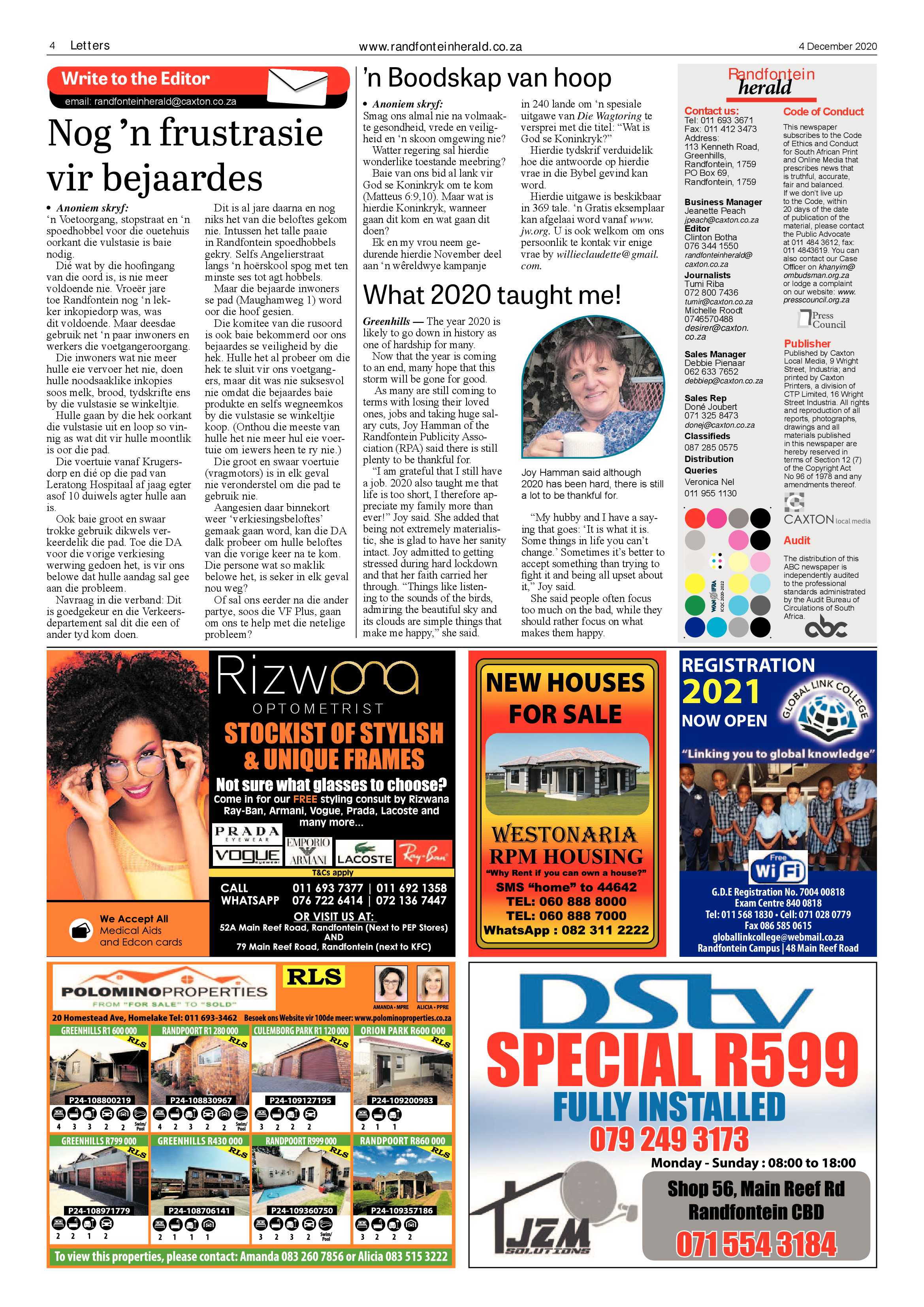 Randfontein Herald 4 December 2020 page 4