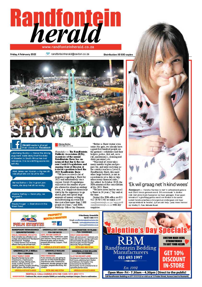 Randfontein Herald 4 February 2022 page 1