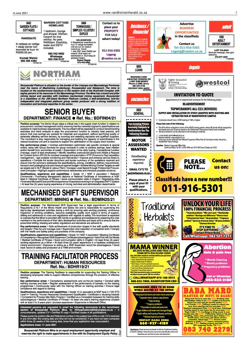 Randfontein Herald 4 June 2021 page 7