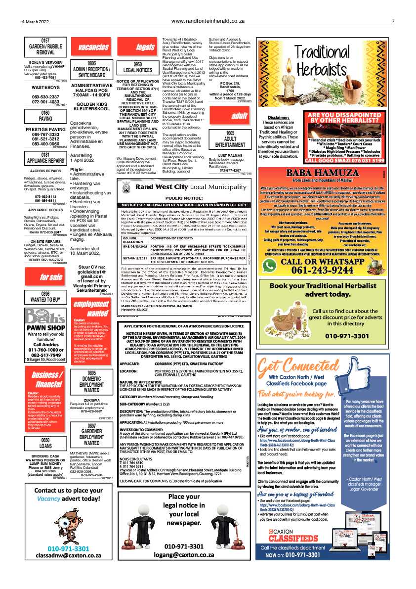 Randfontein Herald 4 March 2022 page 7