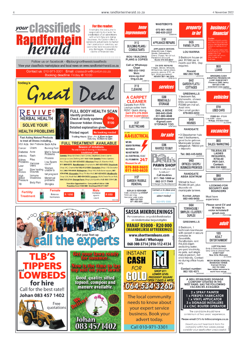 Randfontein Herald 4 November 2022 page 6