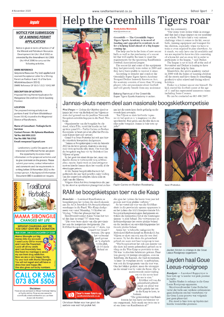 Randfontein Herald 4 November 2022 page 7