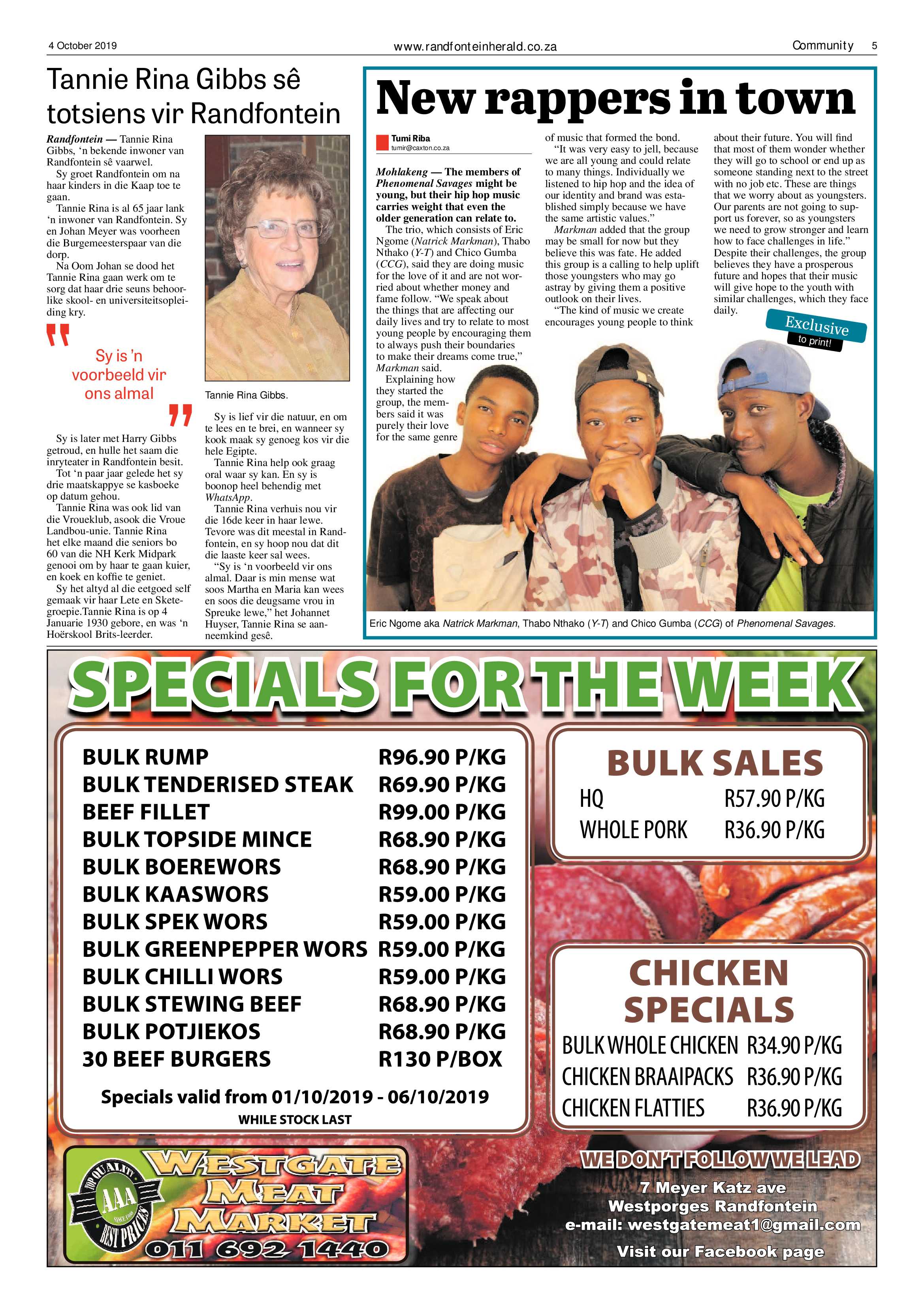 Randfontein Herald 4 October 2019 page 5