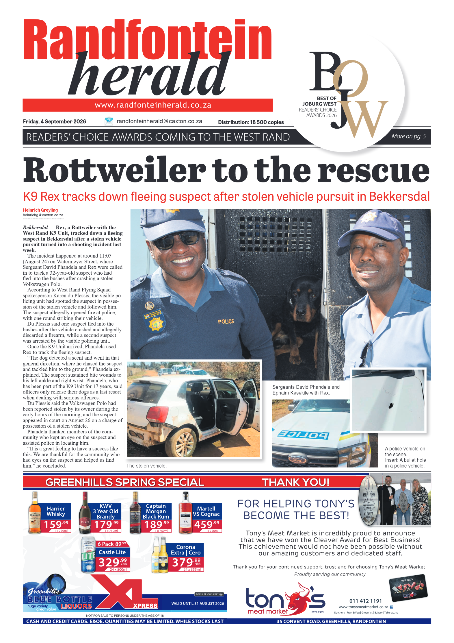 Randfontein Herald 4 September 2026 page 1