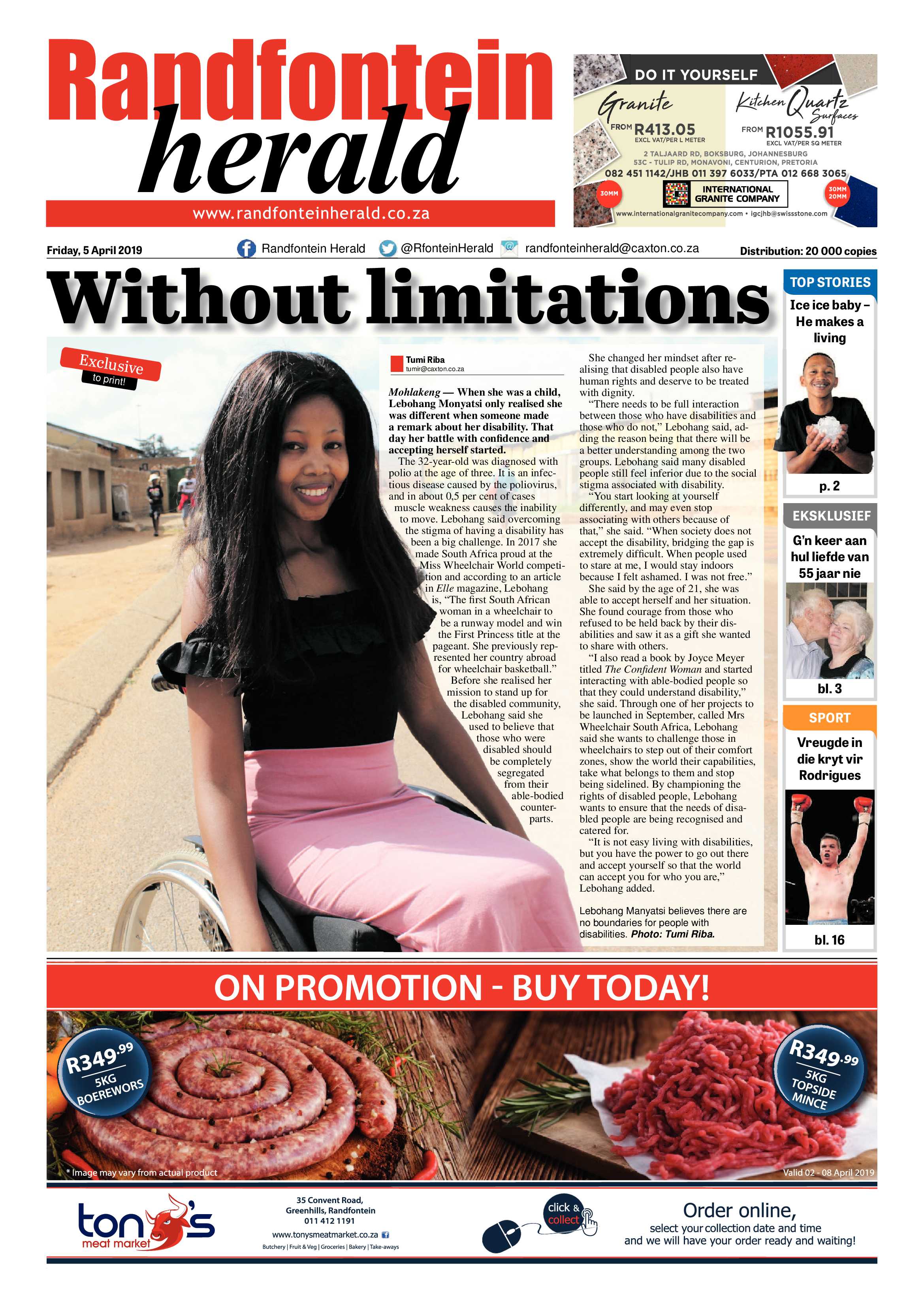 Randfontein Herald 5 April 2019 page 1