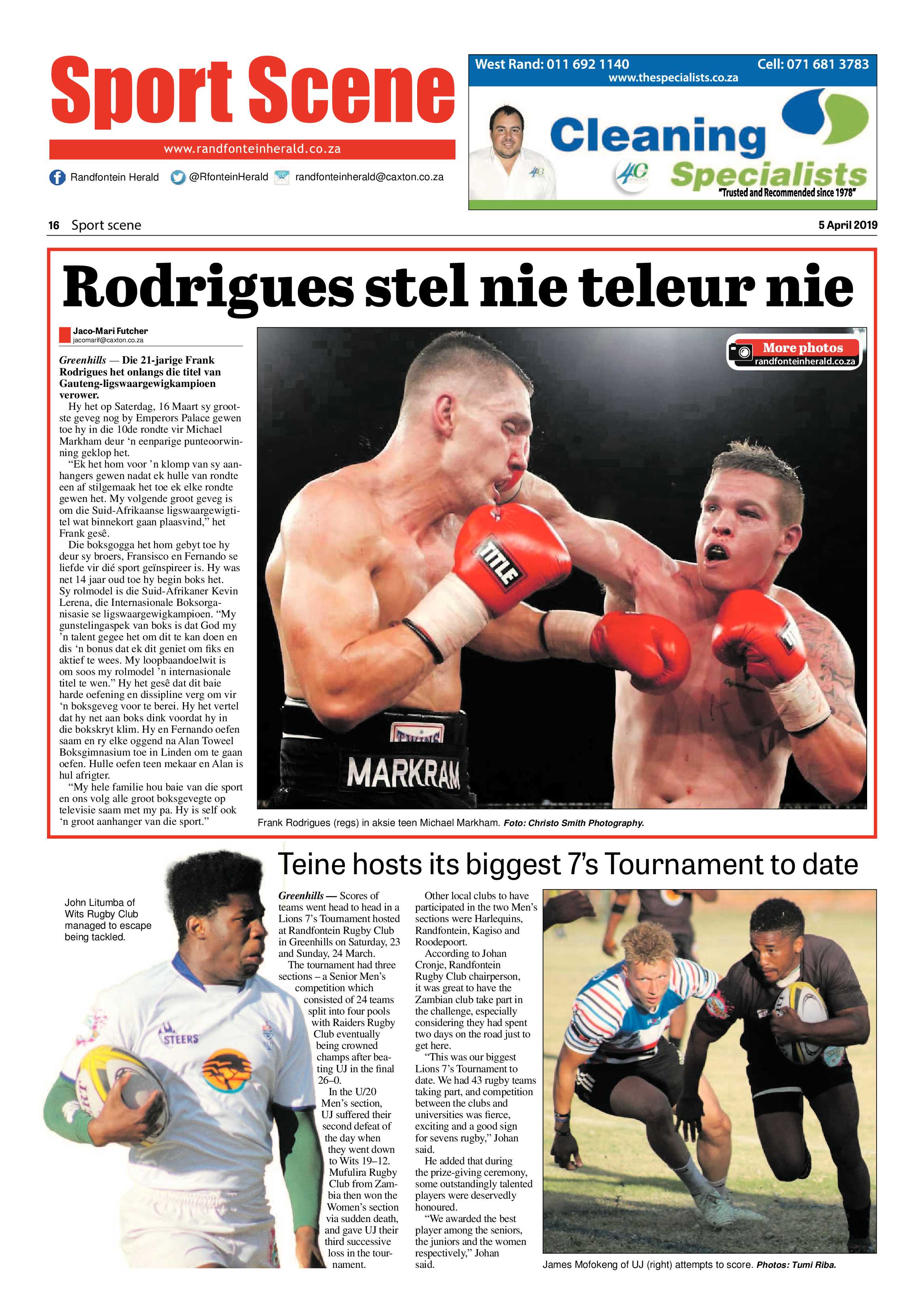 Randfontein Herald 5 April 2019 page 16