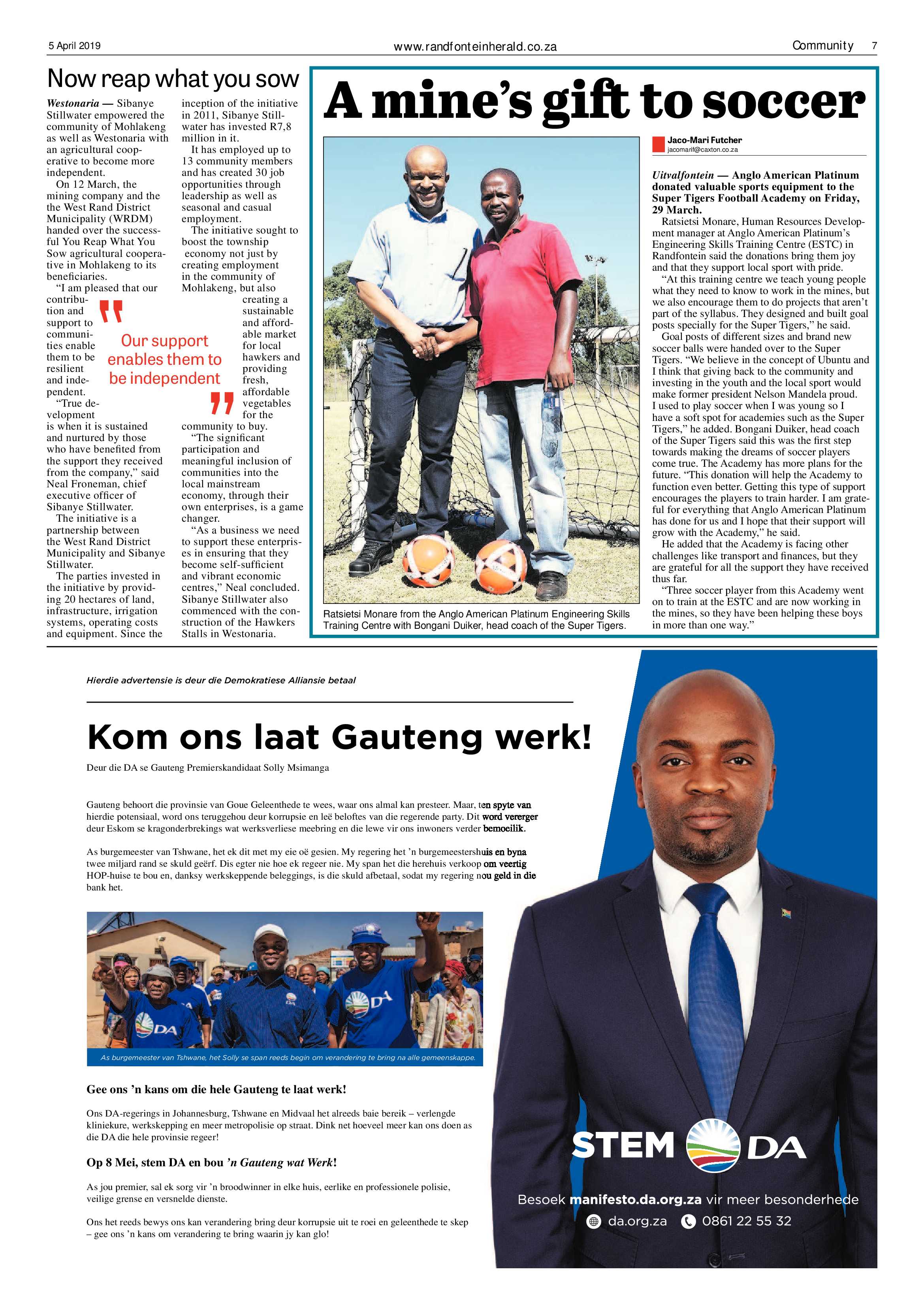 Randfontein Herald 5 April 2019 page 7