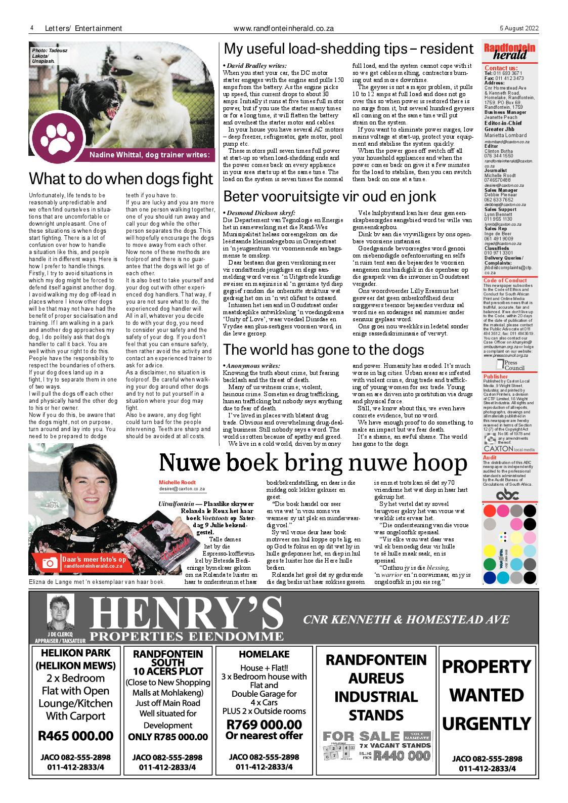 Randfontein Herald 5 August 2022 page 4