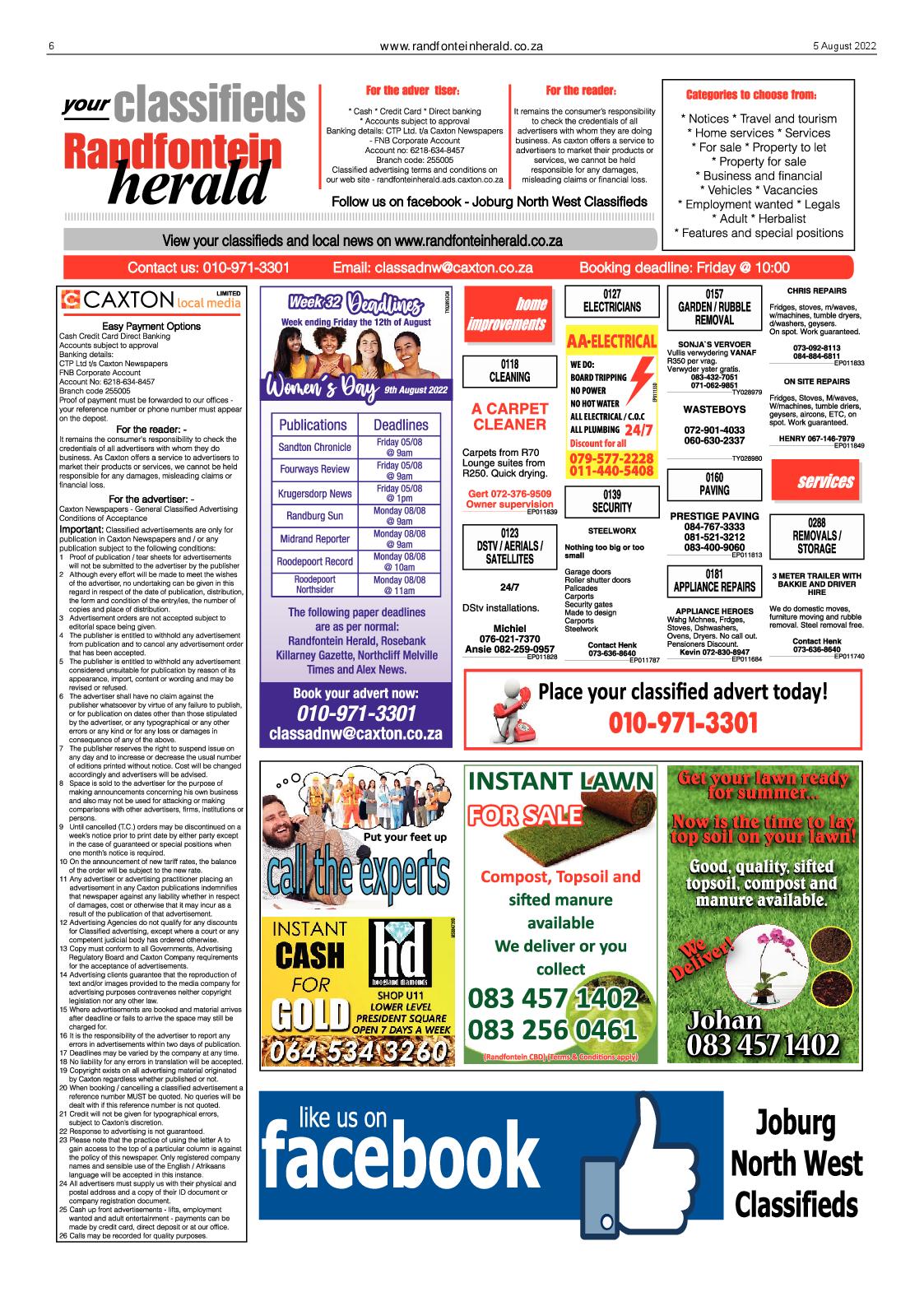 Randfontein Herald 5 August 2022 page 6