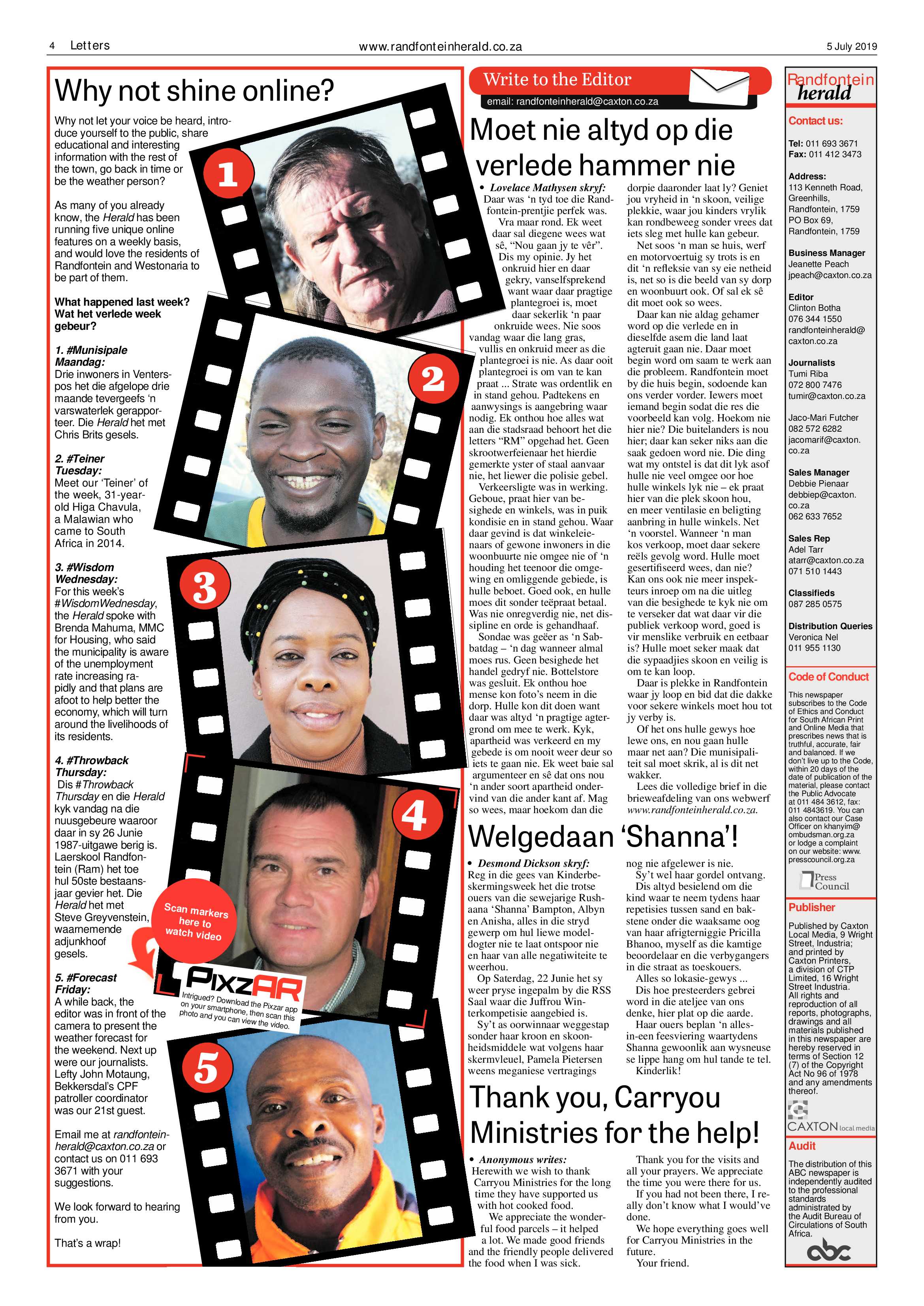 Randfontein Herald 5 July 2019 page 4