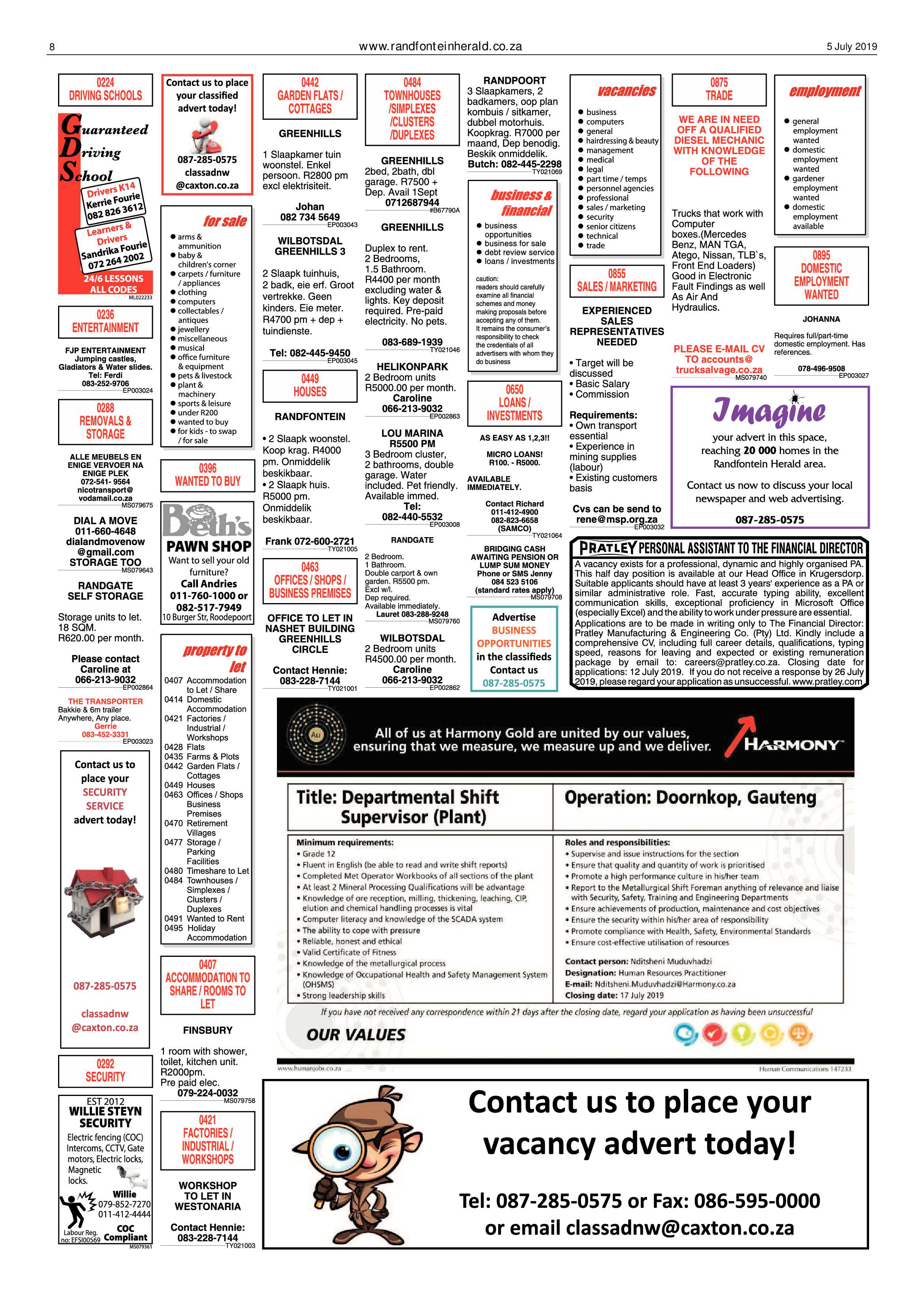 Randfontein Herald 5 July 2019 page 8