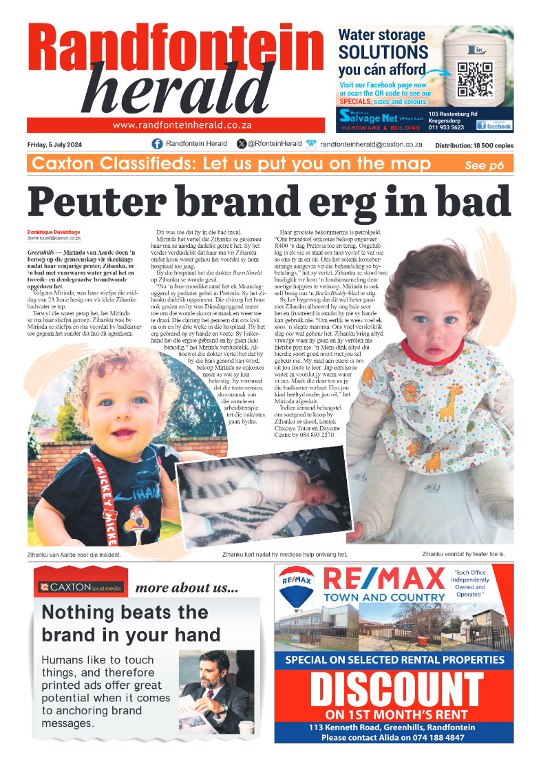 Randfontein Herald 5 July 2024 page 1
